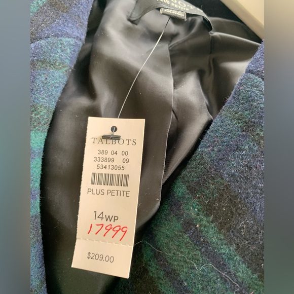Talbots Plus Petite Plaid Blackwatch Wool Blend Blazer 14WP NWT - Picture 6 of 6